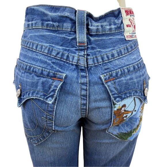 True Religion Womens Embroidered Bootcut Jeans Section Billy Medium Wash - Picture 6 of 12
